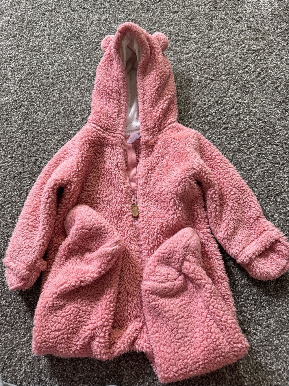 Carter’s Plush Pink Teddy Hooded Coat - Girls